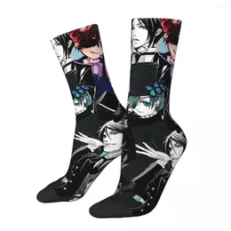 Men's Socks Black Butler Japanese Anime Plaid Women's Funny Happy Harajuku Spring Summer Autumn Winter Gift