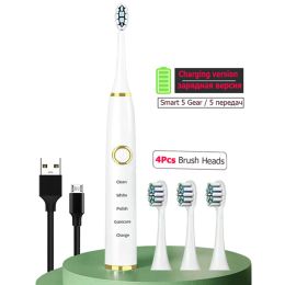 Heads Adults Sonic Electric Toothbrushes Smart Timer Rechargeable IPX7 Waterproof Whitening Toothbrush With Brush Heads Dropshipping