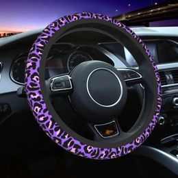 Steering Wheel Covers Purple Pink Leopard Print Exotic Animal Braid On The Cover Car-styling Automobile Accessory