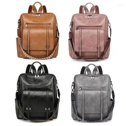 Backpack Vintage PU Leather Shoulder Bag Women School Handbag Functional And Practical For Work Travel Everyday Use