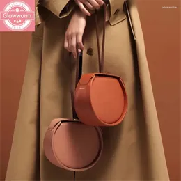 Bag Vintage Round Box Women Shoulder Bags Crocodile Circle Handbags Designer Drawstring Famale Crossbody Luxury Leather Saddle