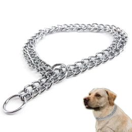 Collars Chain Dog Training Choke Collar Adjustable Double Row Stainless Steel Chain Slip Collar Strong & Durable Dog Slip P Chain Collar