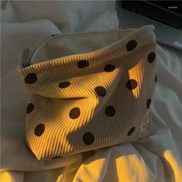 Storage Bags Corduroy Polka Dots Print Cosmetic Bag Wash Women Travel Pouch Beauty Cases Make Up Organiser Clutch