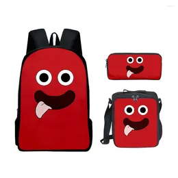 Backpack Hip Hop Harajuku Funny Garten Of Banban 3pcs/Set 3D Print Student Bookbag Travel Laptop Daypack Lunch Bags Pencil Case