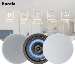 Speakers Herdio 4Inch Built In Digital Class D Amplifier Bluetoothcompatible Ceiling Speaker 160W Active LoadSpeaker For Indoor Bathroom