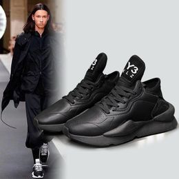 Mens sports shoes breathable Y3 black Samurai leather thick soled national fashion running shoes dad shoes leather mens small white shoes 240422