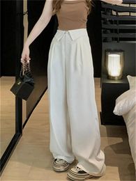 Women's Pants Yitimuceng Elegant White Suits Women High Waisted Office Ladies Casual Wide Leg Korean Fashion Y2k Straight