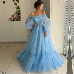 Party Dresses ANGELSBRIDEP Strapless Sweetheart Long Evening Gowns Soiree Robe Romantic Puffy Sleeves Tulle Abendkleider Gala Prom Dress