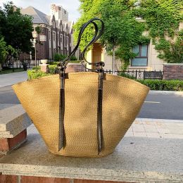 Bags Luxury Designer Women's Handmade Straw Bag Large Capacity Bohemian Travel Tote Summer Beach Seaside Holiday Bag Female 2023