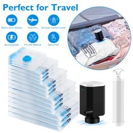 Bags Travel Vacuum Storage Bags with Cordless Electric Pump 818Pc Space Saver Bag for Clothes Comforter Blanket Compressed Organiser