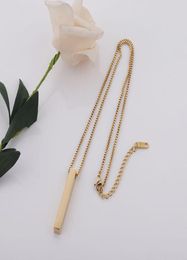 100 Stainless Steel Blank Bar Necklace For Engrave GoldSilver Color Metal Name Plate Necklaces Mirror Polished Whole 10pcs1778332