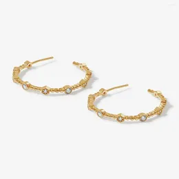 Hoop Earrings 25mm Medium Sized Geometric Hexagon Round Dots Circle Earring For Girl Women 925 Sterling Silver Jewellery