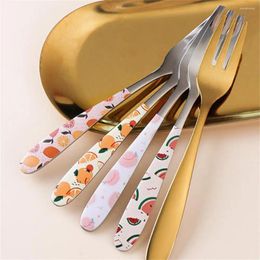 Forks Dinnerware Portable Snack Cake Dessert Cute Cartoon Stainless Steel Lovely Fruit Fork Table Decoration 1 Piece