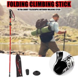 Folding Walking Stick Hiking Accessories Aluminium Alloy Climbing Trekking Pole Telescopic Baton 240412