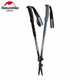 2024 Folding Trekking Pole Foldable Walking Stick for Walk Climbing Retractable 3 Sections Telescopic Aluminum Alloy 240412