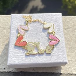 Strands 3UMeter Colourful Acrylic Heart Charms Bracelet Girl DIY Personalised Custom Name Bracelet Gift