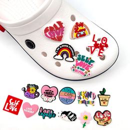Anime love yourself charms wholesale childhood memories funny gift cartoon charms shoe accessories pvc decoration buckle soft rubber clog charms