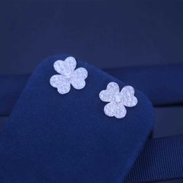 Designer Brand Fashion S925 Sterling Silver Van Three Leaf Lucky Grass Earrings For Womens Fashion Light Luxury Small and Elegant Jewelry