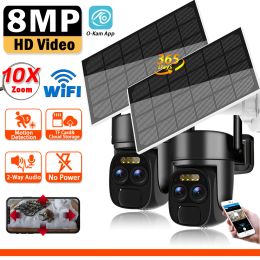 Control WiFi PTZ Camera Smart Home Outdoor Wireless Solar IP Camera 8MP HD Builtin Battery Video Surveillance Camera Long Time Standby