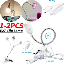 Table Lamps EU Plug 360° Flexible E27 Light Base Socket Energy Saving LED Desk Lamp Holder Clip-on Cable With Power On Switch Reading Lights