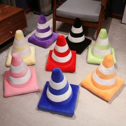 Dolls Simulation Traffic cone Plush Pillow Creative Roadblock Stuffed Toy Construction Cone Sign Cushion Doll Kids Boys Road Game Gift