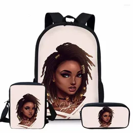 Backpack Harajuku Cool African Girl 3D Print 3pcs/Set Pupil School Bags Laptop Daypack Inclined Shoulder Bag Pencil Case