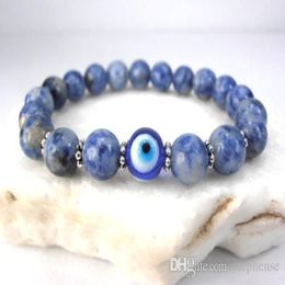 SN0577 Jasper Evil Eye bracelet Good luck Eye Charm bracelet Blue and white stone bracelet For Mens247F