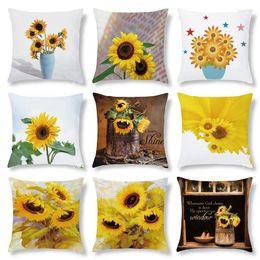 Pillow 45x45cm European Oil Painting Sunflower Po Pillowcase Car Sofa Cover