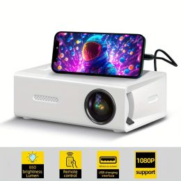 System YG300 Mini LED Projector Upgraded Version 800 lumen Supports 1080P Decoding and playback, compatible with HDMI/USB/AV, EU plug.