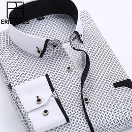 Big Size 4XL Men Dress Shirt 2023 Arrival Long Sleeve Slim Fit Button Down Collar High Quality Printed Business Shirts MCL18 240409