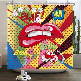 Shower Curtains Art Cute Sexy Red Lip Waterproof Fabric Polyester Girl Bathroom Curtain With Hooks Home Bath Drape Decor