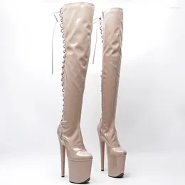 Dance Shoes Sexy 20cm Ultra High Heels Boots Over The Knee Platform Leather Performance Plus Size Thigh