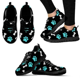 Casual Shoes INSTANTARTS Fashion Cartoon Dog Bone Print Lightweight Outdoor Black Comfortable Summer Breathable Zapatos
