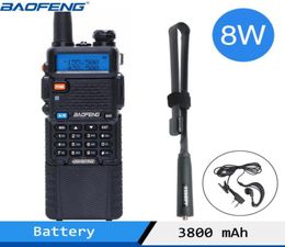 Walkie Talkie Baofeng UV5R 8W Powerful 3800 MAh 10km 50km Long Range UV5r Dual Band Two Way Cb Radio Ar152 Tactical Antenna9330270