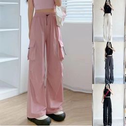 2024 Summer womens trousers fashion button pocket trim slim fit trouserss designer pants high waist letter embroidery cargo Pants