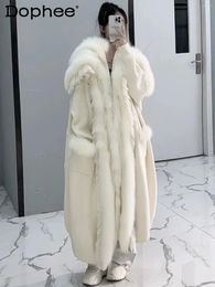 Women's Knits Fur Stitching Sweater Women 2024 Autumn Winter Loose Large Lapel Coat Long Black Cardigan Female Oversized