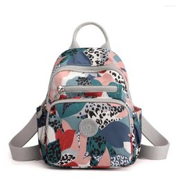 School Bags Mini Backpack 2024 Flower Printing Women Shoulder Bag Style Waterproof Nylon Female Rucksack Purses For Girls Mochila Hombre