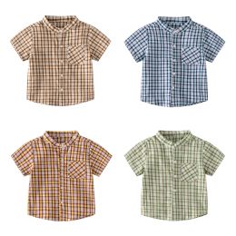 T-shirts Plaid Boys Shirts Toddler Baby Summer Tops Cotton Kids Tshirt Children Clothing