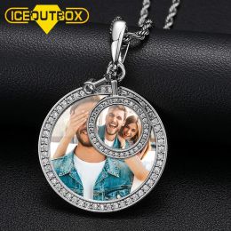 Necklaces Round Custom Picture Mother And Daughter Pendant For Women Men Necklace Iced Out Hip Hop Jewellery Special Commemorate Gift