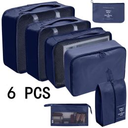 Bags Thickened 6piece/set travel bag clothes and shoes trimmer travel pack cubic suitcase trimmer home storage