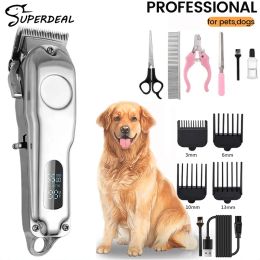 Clippers Dog Clippers Professional Dog Hair Clipper Grooming Tools All Metal Pet Trimmer Cat Shaver Cutting Machine For Thick Coats