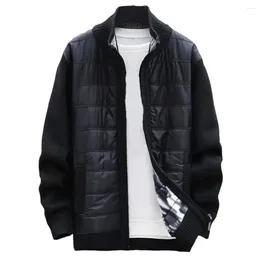 Men's Jackets Men Jacket Loose Fit Coat Stylish Sweater With Stand Collar Zipper Placket For Autumn Winter Fashion