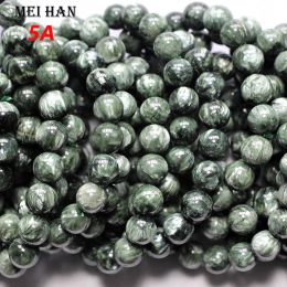 Beads Meihan Wholesale Natural Seraphinite Smooth Round Stone Beads For Jewellery Making Design DIY Gift