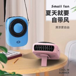 Portable Air Coolers No leaf small fan hanging neck and waist portable lazy person cooling no page small electric fan USB charging portable carry with you Y240422