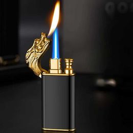 Lighters Cheap Two Types Flames Unusual Windproof Cigar Cigarette Lighter Jet Torch Gas Lighters Smoking Accessory Butane Gadgets for Men T240422