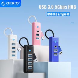 Hubs ORICO 4 Ports USB 3.0 HUB 5Gbps High Speed Multi Type C Splitter UltraSlim OTG Adapter For PC Computer Accessories Macbook Pro