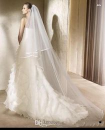 2T 3 Metres Ivory White Wedding Veil Short Bridal Veils SATIN Edge Bridal Head Pieces Cathedral Bridal5040760