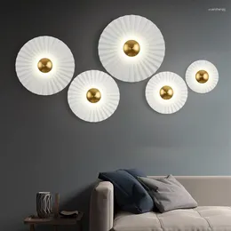 Wall Lamps Nordic Lamp Luxury Round White Light Living Room Bedroom Bedside Corridor Indoor Metal 9w LED Sconce Lighting