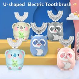 Heads 360° Sonic Electric Toothbrush for Kids Children U Shape Automatic Silicone Smart Timer Rechargeable IPX7 toothbrush for kids