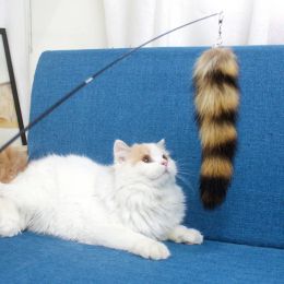 Toys Funny Cat Plush Tail Teaser Wand Toy Kitten Cat Exercise Playing Accessories Simulation Fox Tail Fur Interactive Pet Supplies